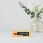 Carte De Visite Mini Maquillage Artiste Gras Jaune Lipstick Beauté (Debout devant)