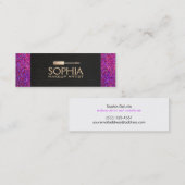 Carte De Visite Mini Maquillage Artiste Lin noir et Parties scintillant (Devant / Derrière)