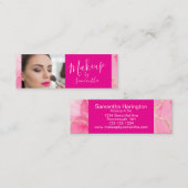 Carte De Visite Mini Maquillage de photo de script de marbre rose chaud (Devant / Derrière)