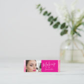 Carte De Visite Mini Maquillage de photo de script de marbre rose chaud (Debout devant)