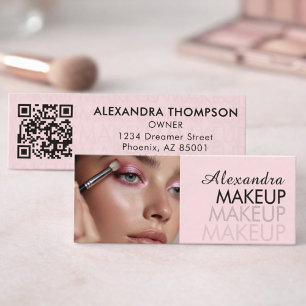 Carte De Visite Mini Maquillage photo écriture noire rose blush 