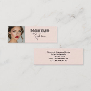 Carte De Visite Mini Maquillage photo écriture noire rose blush