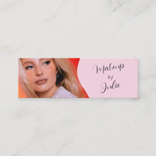 Carte De Visite Mini Maquillage photo rose clair avec écriture noire