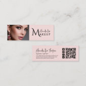 Carte De Visite Mini Maquilleuse Rose Pâle Code Qr Icône Sociale Mini (Devant / Derrière)