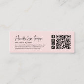 Carte De Visite Mini Maquilleuse Rose Pâle Code Qr Icône Sociale Mini (Dos)
