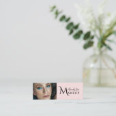 Carte De Visite Mini Maquilleuse Rose Pâle Code Qr Icône Sociale Mini (Debout devant)