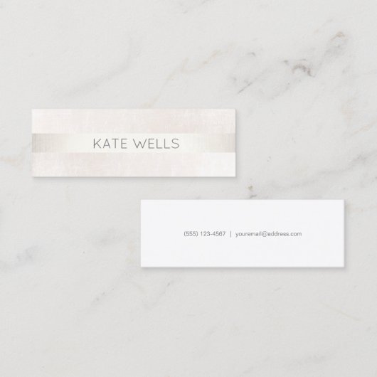 Carte De Visite Mini Marbre blanc moderne Silver Stripe Professional (Devant / Derrière)