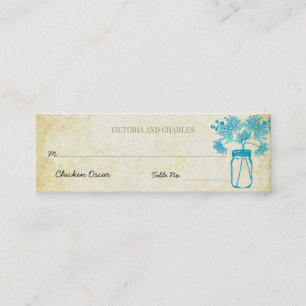Carte De Visite Mini Mariage coloré Zinnia Mason Jar Wild Flower Menu