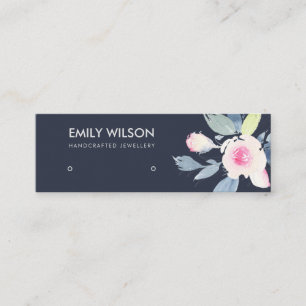 CARTE DE VISITE MINI MARINE BLEU BLEU FLORAL STUD EARRY AFFICHER LOGO
