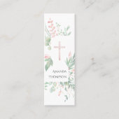 Carte De Visite Mini Marque-page de confirmation de verdure rose pastel (Devant)