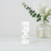 Carte De Visite Mini Marque-page de confirmation de verdure rose pastel (Debout devant)