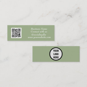 Carte De Visite Mini Médias sociaux QR Code scanné Sage vert moderne