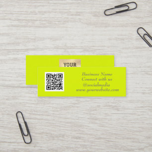 Carte De Visite Mini Médias sociaux QR Code scanner Fluorescent Jaune