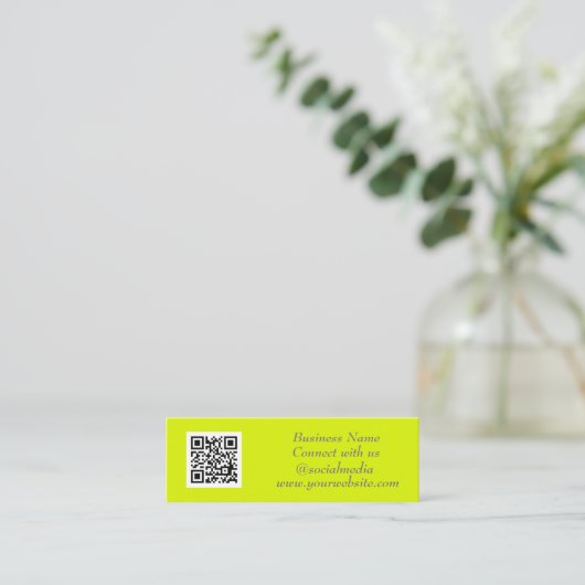 Carte De Visite Mini Médias sociaux QR Code scanner Fluorescent Jaune (Debout devant)