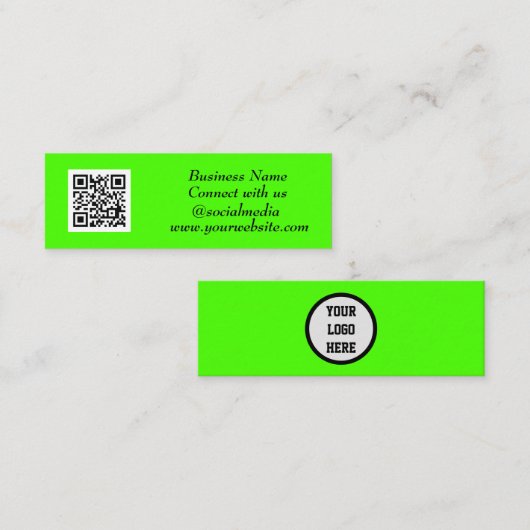 Carte De Visite Mini Médias sociaux QR Code scanner Fluorescent Vert (Devant / Derrière)