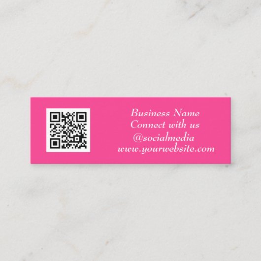Carte De Visite Mini Médias sociaux QR Code scanner rose Feminine (Devant)