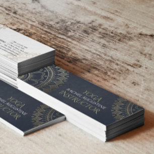 Carte De Visite Mini Méditation Yoga Instructeur Gold Mandala Marine Bl