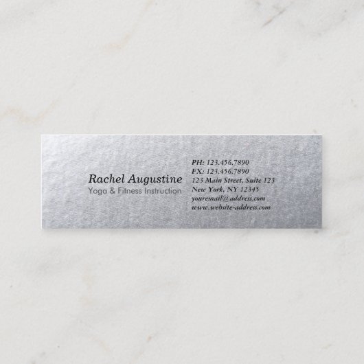 Carte De Visite Mini Méditation Yoga Instructeur Reiki Arbre Noir Argen (Dos)