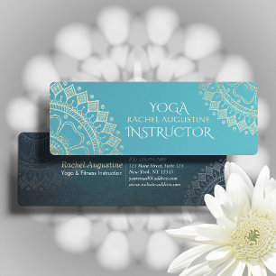 Carte De Visite Mini Méditation Yoga Instructeur Vert Bleu Or Mandala