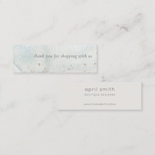 Carte De Visite Mini Merci Abstrait Aqua Brush Pour Commande (Devant / Derrière)