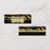 Carte De Visite Mini Merci animal de noir d'or de signet de zèbre (Devant / Derrière)