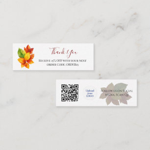 Carte De Visite Mini Merci Automne Art Code remise QR Insérer