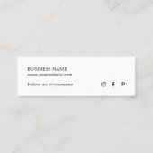 Carte De Visite Mini Merci blanc en carton d'élégance minimale (Dos)