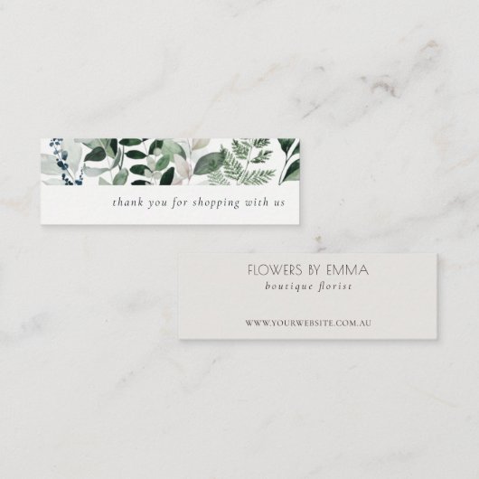 Carte De Visite Mini Merci De Foliage Tropical Feuillu Vert À Commande (Devant / Derrière)