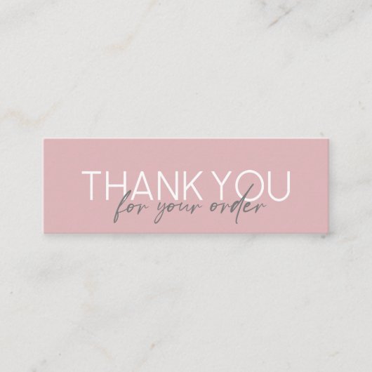 Carte De Visite Mini Merci de script manuscrit simple rose (Devant)