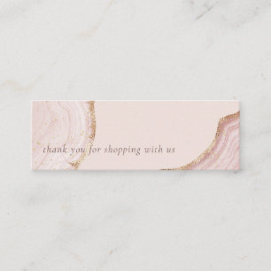 Carte De Visite Mini Merci en marbre Pastel Soft Blush Rose Gold Agate