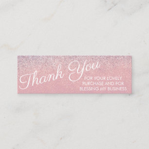 Carte De Visite Mini Merci Faux rose et paillettes scintillantes violet