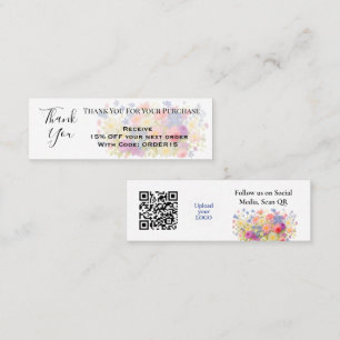 Carte De Visite Mini Merci Floral Art Code remise QR Insérer