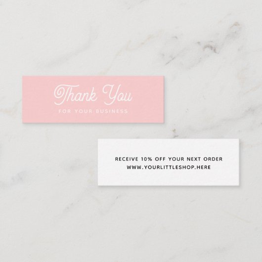 Carte De Visite Mini Merci Pour Votre Entreprise Moderne Rose Remise (Devant / Derrière)