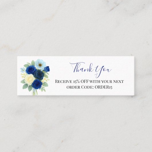 Carte De Visite Mini Merci Royal Blue Rose Code remise QR Insérer (Devant)