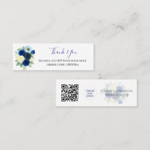 Carte De Visite Mini Merci Royal Blue Rose Code remise QR Insérer