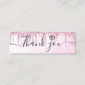 Carte De Visite Mini merci script rose parties scintillant insert busin (Devant)