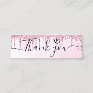 Carte De Visite Mini merci script rose parties scintillant insert busin