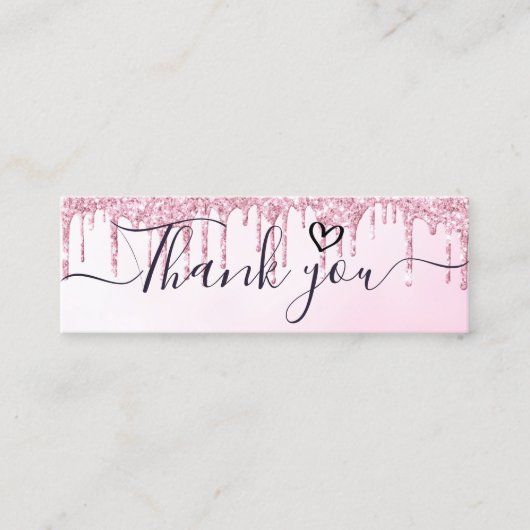 Carte De Visite Mini merci script rose parties scintillant insert busin (Devant)