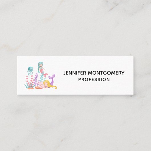 Carte De Visite Mini Mermaids et méduses sous la mer Aquarelle Mini (Devant)