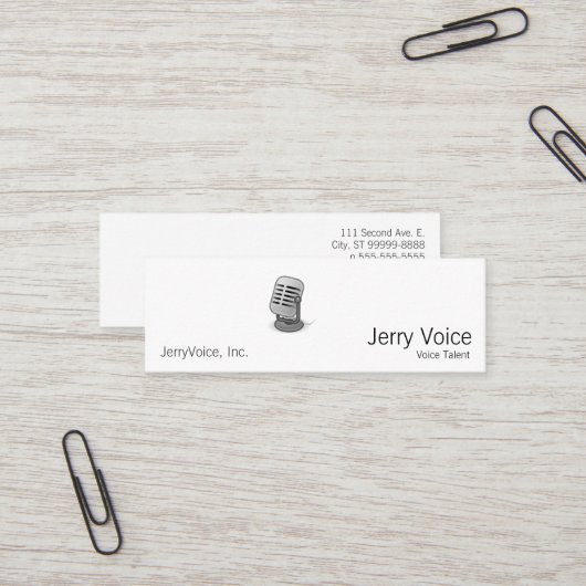 Carte De Visite Mini Microphone (Devant/Arrière en situation)