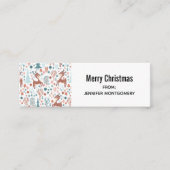 Carte De Visite Mini Mignonne cerf en Forêt Whimsical Noël Motif (Devant)