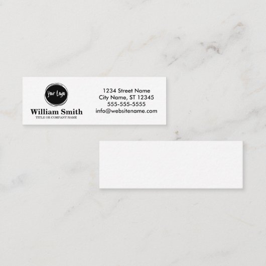 Carte De Visite Mini Mini : 7,6 cm x 2,5 cm (Devant / Derrière)