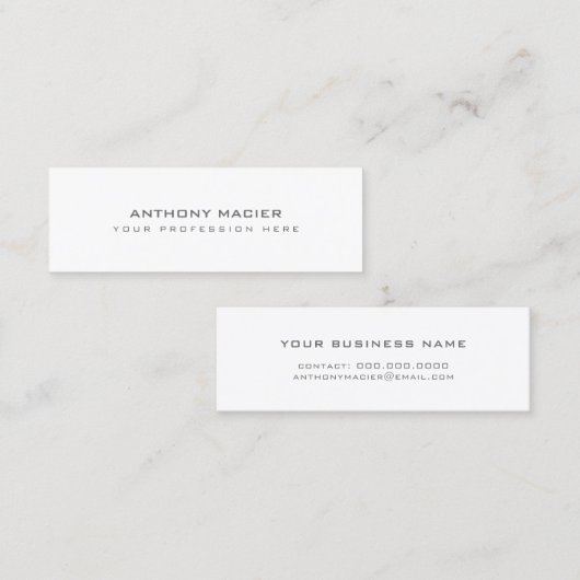 Carte De Visite Mini mini clair blanc minimum professionnel (Devant / Derrière)