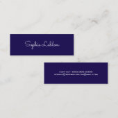 Carte De Visite Mini Mini Élégant Simple Nom de script Bleu foncé (Devant / Derrière)