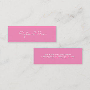 Carte De Visite Mini Mini Élégant Simple Nom de script PINK