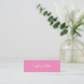 Carte De Visite Mini Mini Élégant Simple Nom de script PINK (Debout devant)