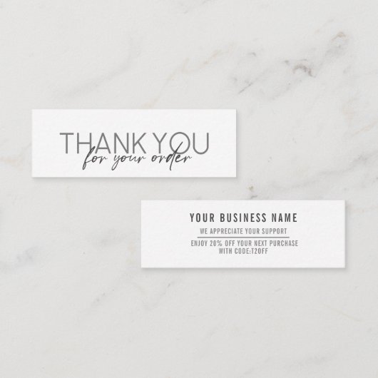 Carte De Visite Mini Mini entreprise de Merci de script manuscrit simpl (Devant / Derrière)