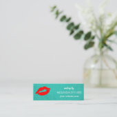 Carte De Visite Mini Mini maquillage moderne lèvres rouges (Debout devant)