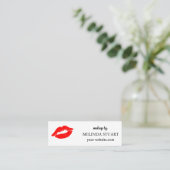 Carte De Visite Mini Mini maquillage moderne lèvres rouges (Debout devant)