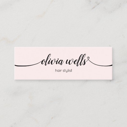 Carte De Visite Mini Mini Mini Mini Entreprise Script à signature rose  (Devant)